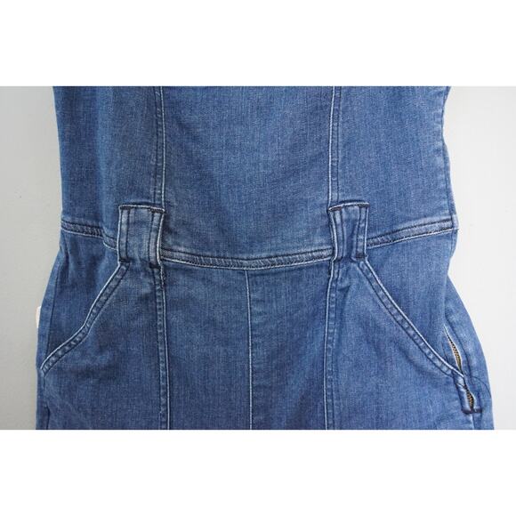 Guess Women Demin Frayed Flare Leg Bib Overalls 10 Farm 70s Y2K Style Western - Picture 9 of 15